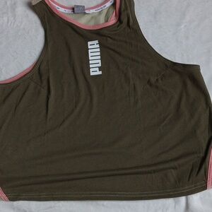 Puma Olive and Coral Performance Tank